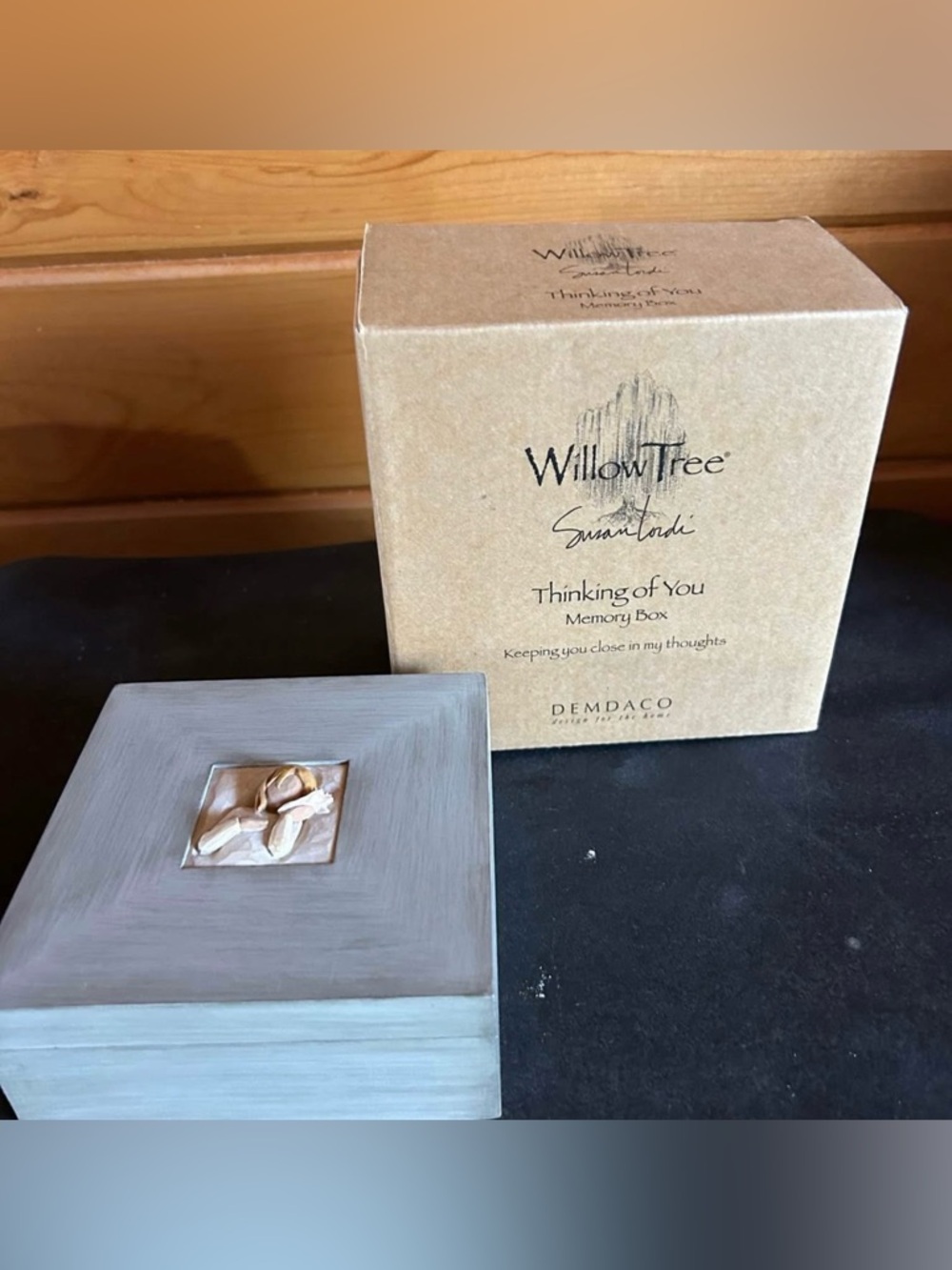Willow Tree Gray Memory Box with Sculpted Figure
